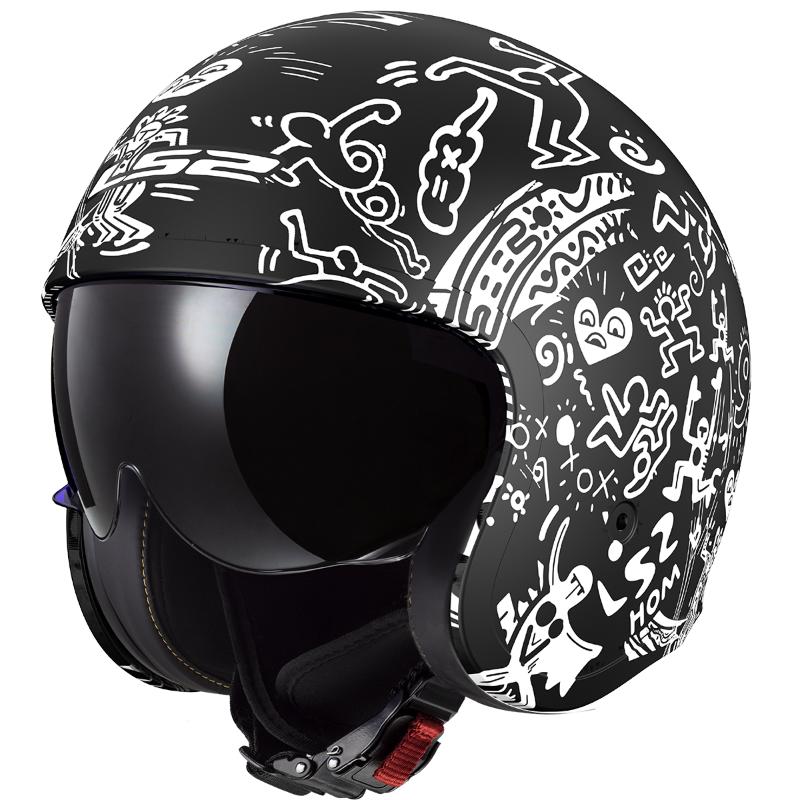 LS2 OF599 SPITFIRE II TRIBAL MATT BLACK WHITE-06 KACIGA