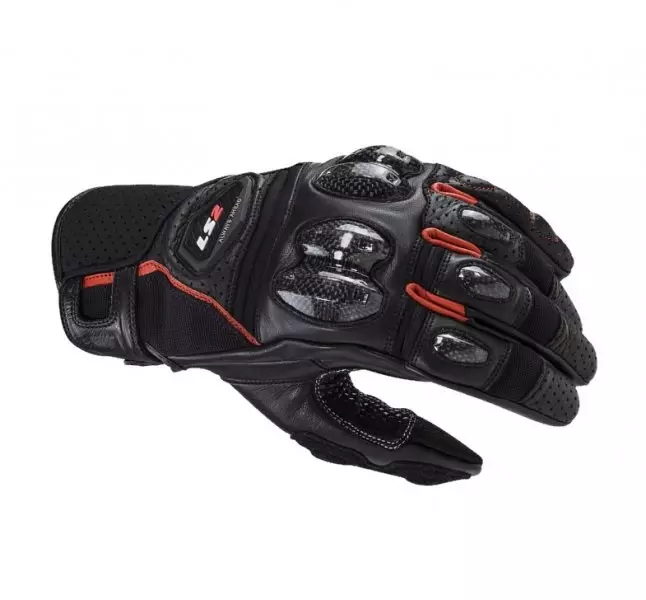 LS2 SPARK 2 LEATHER MAN BLACK RED RUKAVICE
