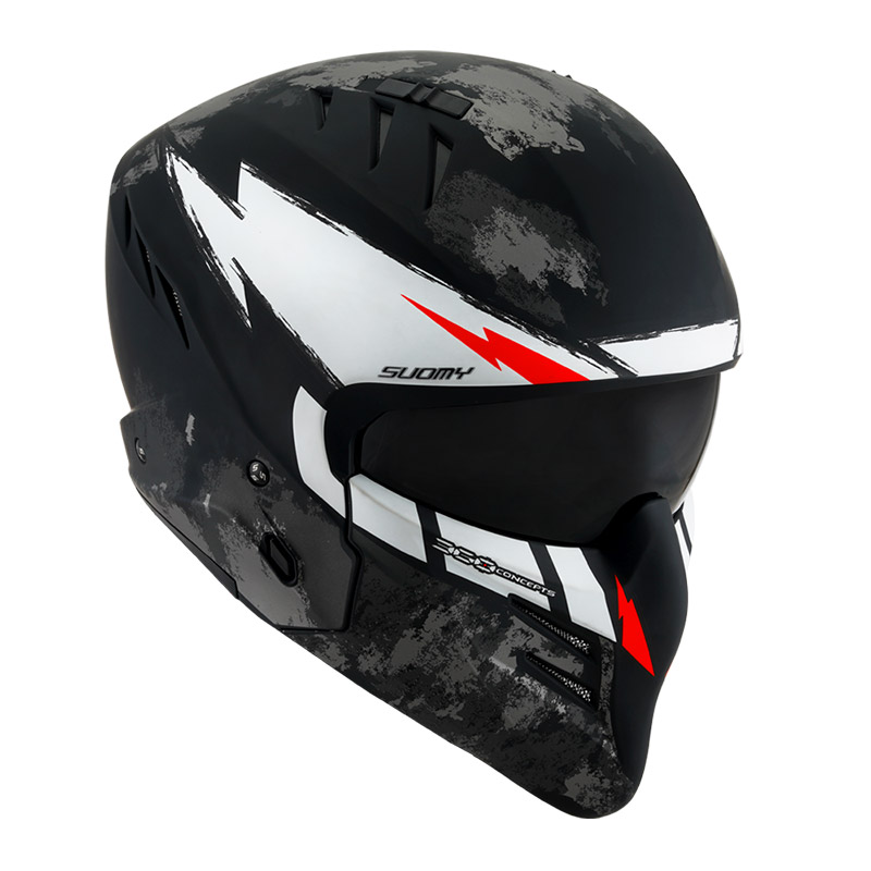 SUOMY HELMET ARMOR HI VOLT MATT BLACK/WHITE /E06 - KACIGA